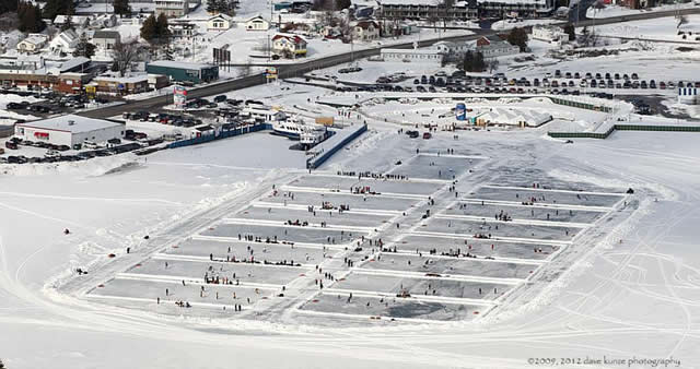 Pond Hockey rinks on Lake Huron